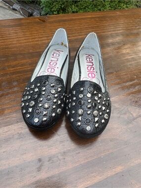 Kensie Girls Black Studded Slip-On Flats